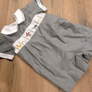 24 mo jumper Anavini boys farm animals black with tiny white plaid